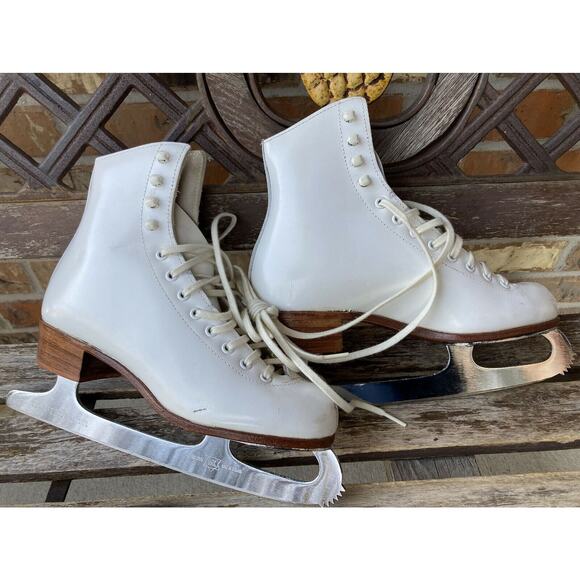 Size 4.5 M Riedell 320 Ice Figure Skates MK Blade Leather Soles - Picture 4 of 9